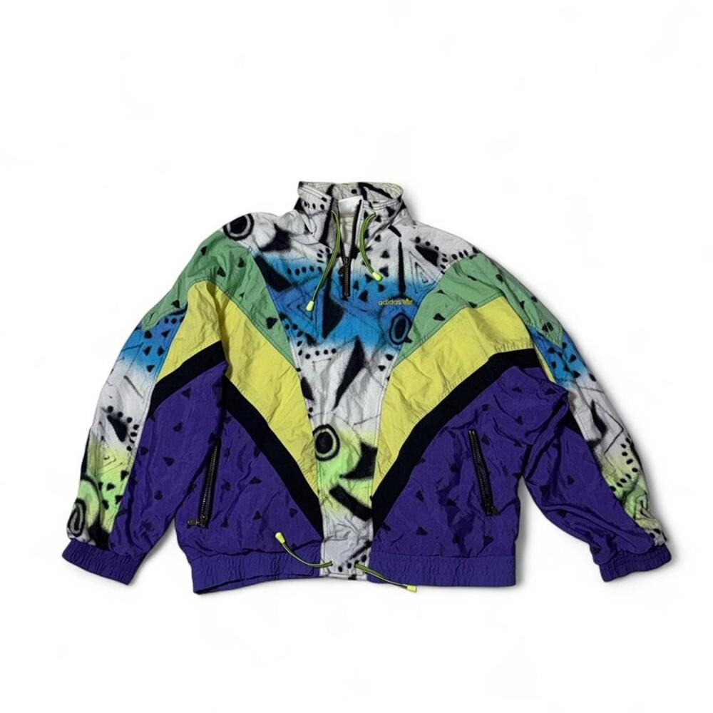 Rare authentic 80s/90s vintage Adidas Trefoil geometric windbreaker jacket